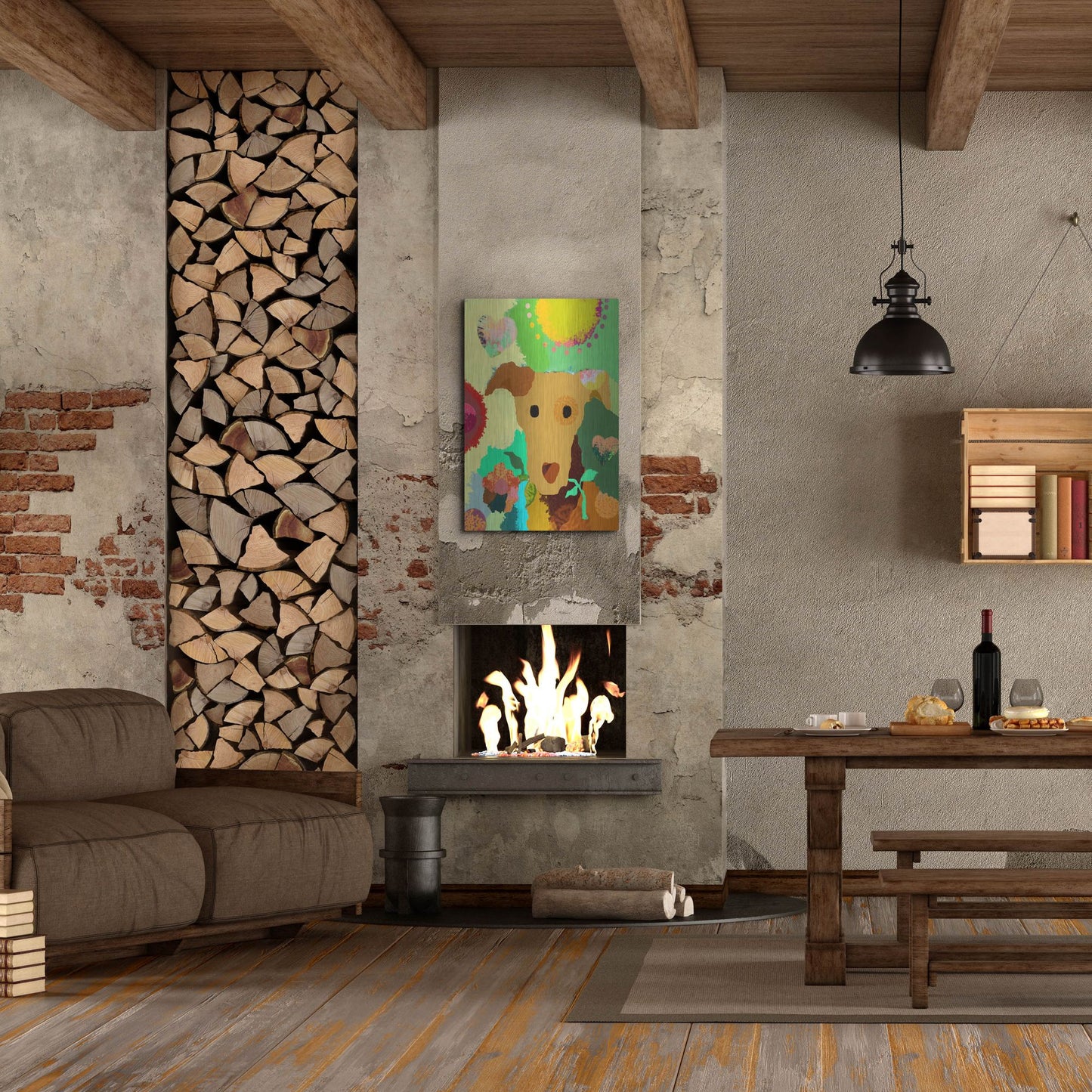 Luxe Metal Art 'Terrier With Flower' by Holly McGee, Metal Wall Art,24x36