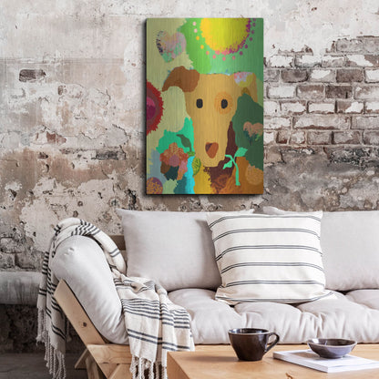 Luxe Metal Art 'Terrier With Flower' by Holly McGee, Metal Wall Art,24x36