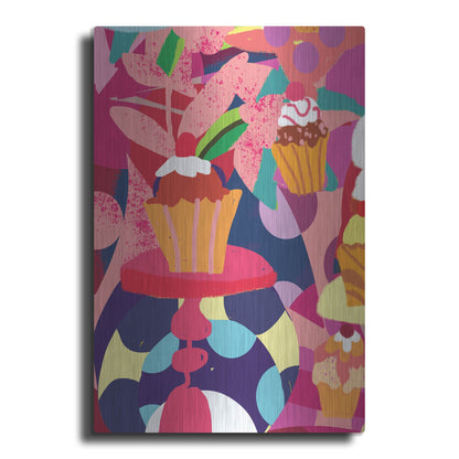 Luxe Metal Art 'Cupcakes With Abstract Background' by Holly McGee, Metal Wall Art