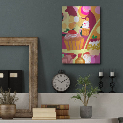 Luxe Metal Art 'Desserts With Abstract Background' by Holly McGee, Metal Wall Art,12x16