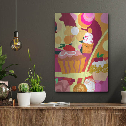 Luxe Metal Art 'Desserts With Abstract Background' by Holly McGee, Metal Wall Art,12x16