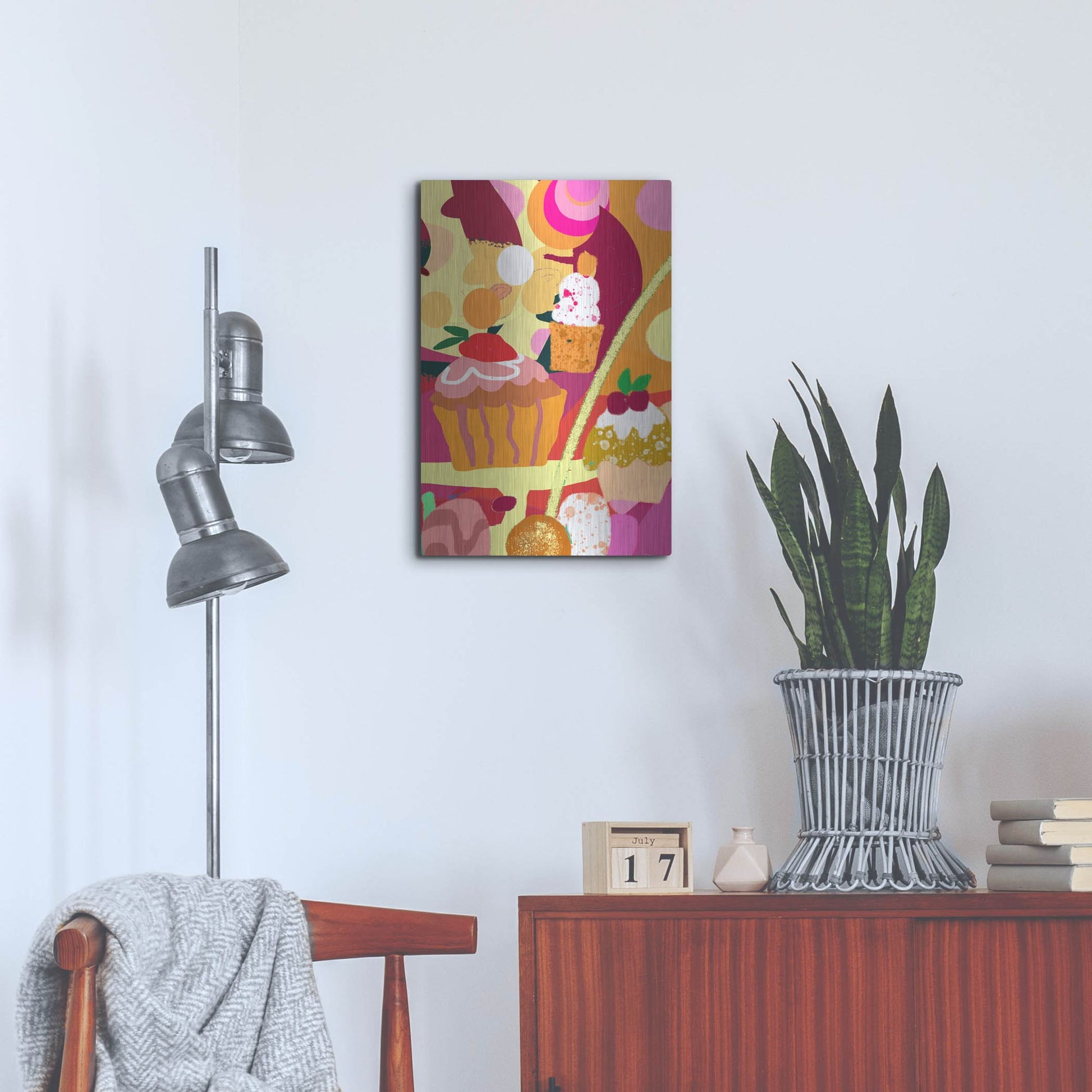 Luxe Metal Art 'Desserts With Abstract Background' by Holly McGee, Metal Wall Art,16x24