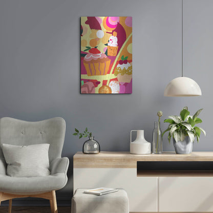 Luxe Metal Art 'Desserts With Abstract Background' by Holly McGee, Metal Wall Art,16x24