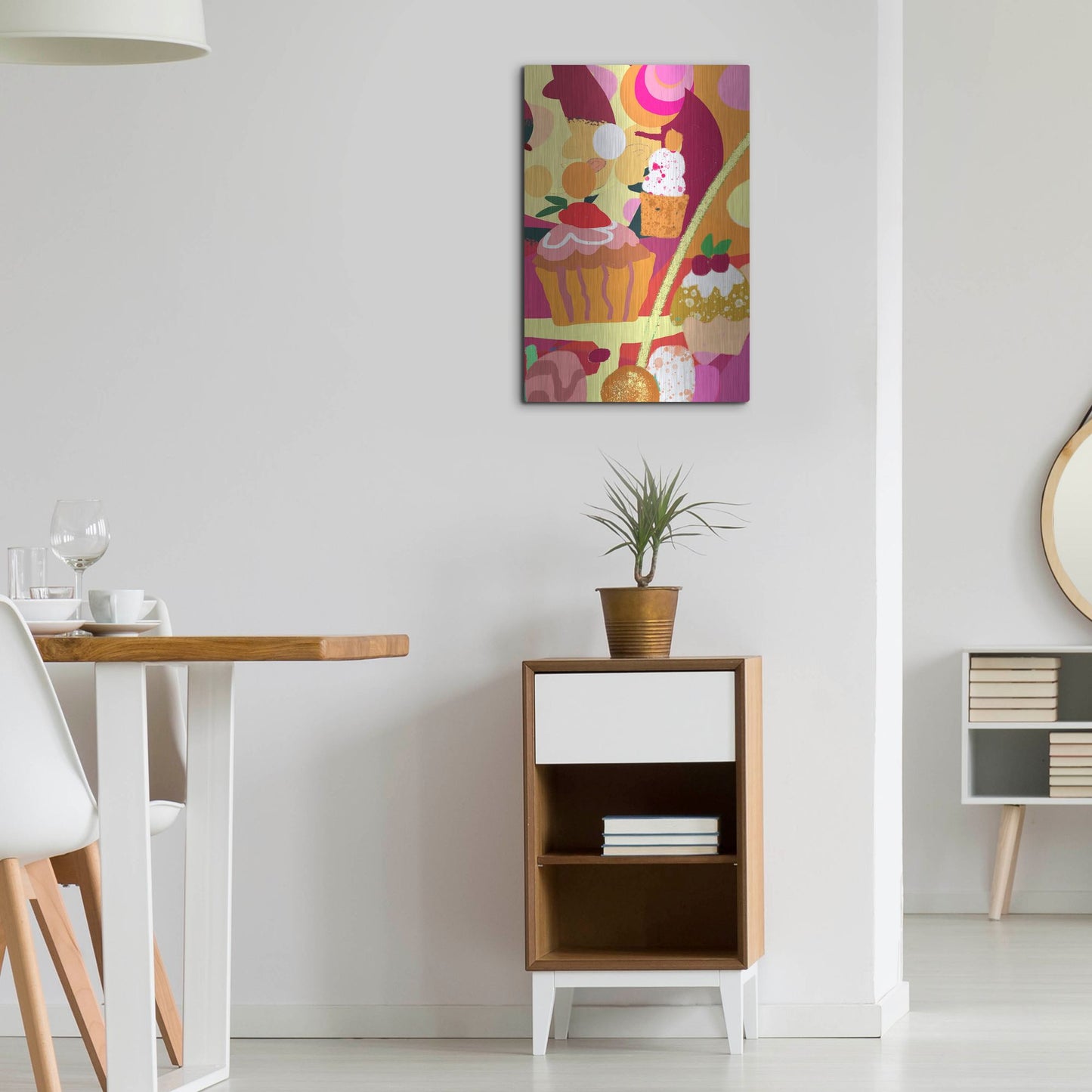 Luxe Metal Art 'Desserts With Abstract Background' by Holly McGee, Metal Wall Art,16x24
