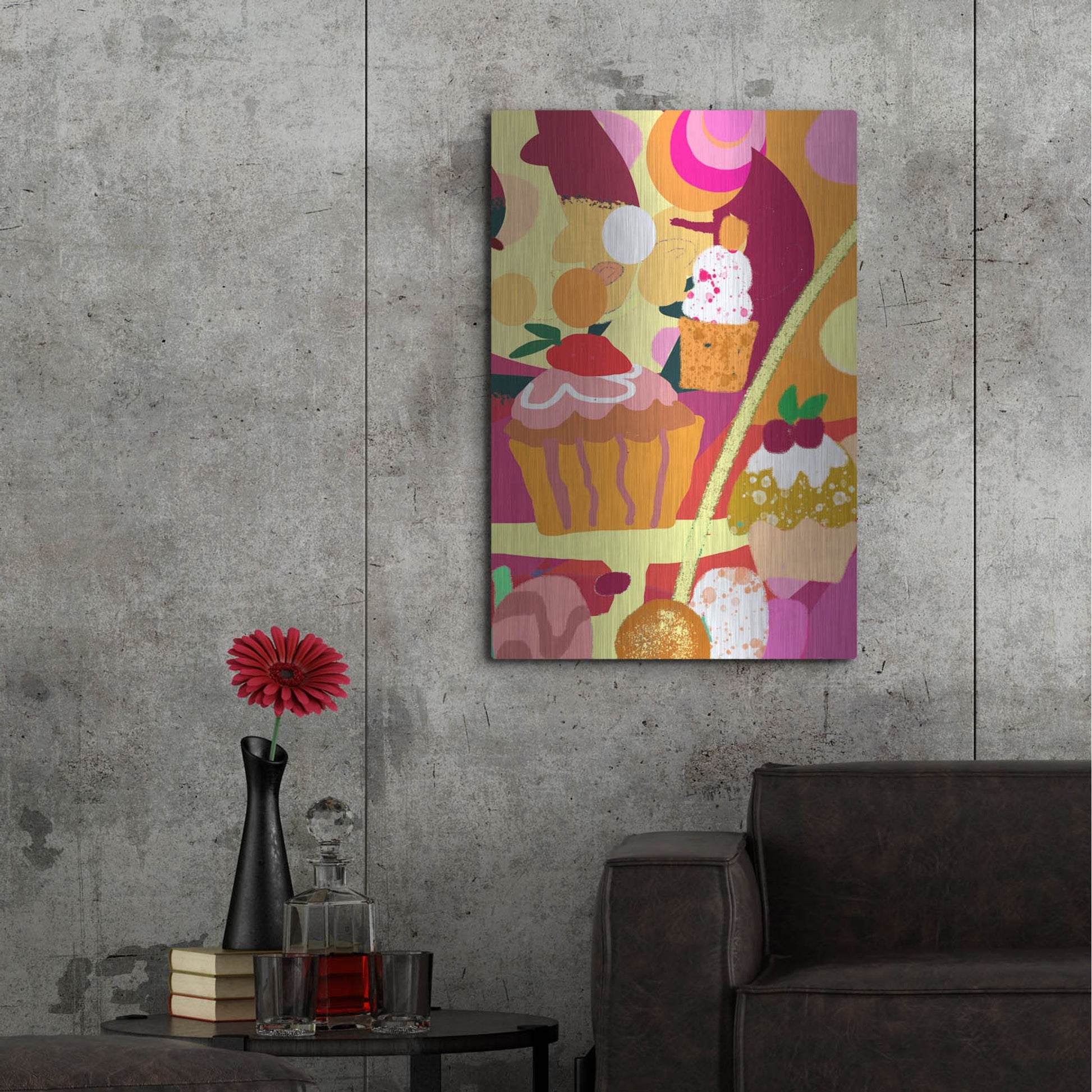 Luxe Metal Art 'Desserts With Abstract Background' by Holly McGee, Metal Wall Art,24x36