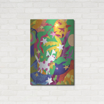 Luxe Metal Art 'Dog And Stars With Abstract Background' by Holly McGee, Metal Wall Art,24x36
