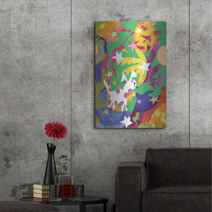 Luxe Metal Art 'Dog And Stars With Abstract Background' by Holly McGee, Metal Wall Art,24x36