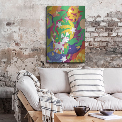 Luxe Metal Art 'Dog And Stars With Abstract Background' by Holly McGee, Metal Wall Art,24x36