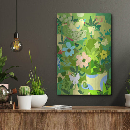 Luxe Metal Art 'Garden Delight With Teacup' by Holly McGee, Metal Wall Art,12x16