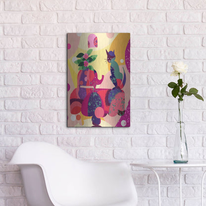 Luxe Metal Art 'Still Life With Cat And Elephant' by Holly McGee, Metal Wall Art,16x24