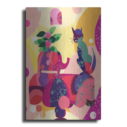 Luxe Metal Art 'Still Life With Cat And Elephant' by Holly McGee, Metal Wall Art
