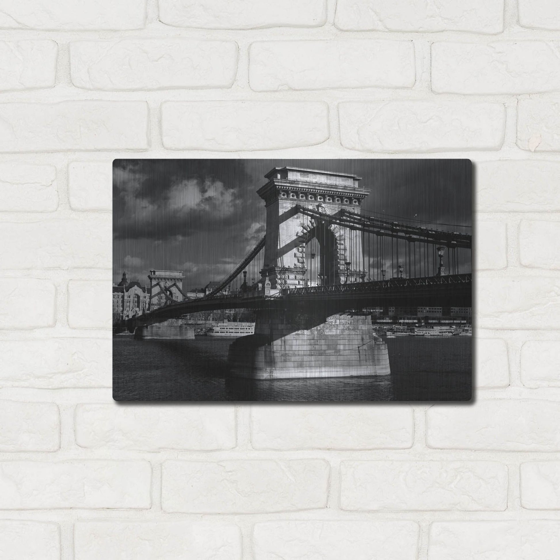 Luxe Metal Art 'Budapest Chain Bridge' by Istvan Nagy, Metal Wall Art,16x12