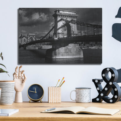 Luxe Metal Art 'Budapest Chain Bridge' by Istvan Nagy, Metal Wall Art,16x12