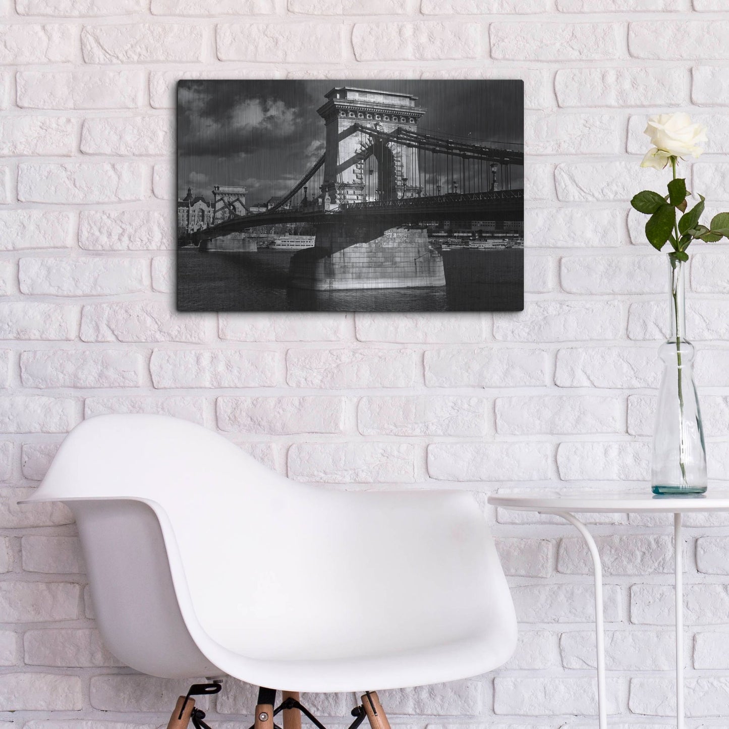 Luxe Metal Art 'Budapest Chain Bridge' by Istvan Nagy, Metal Wall Art,24x16