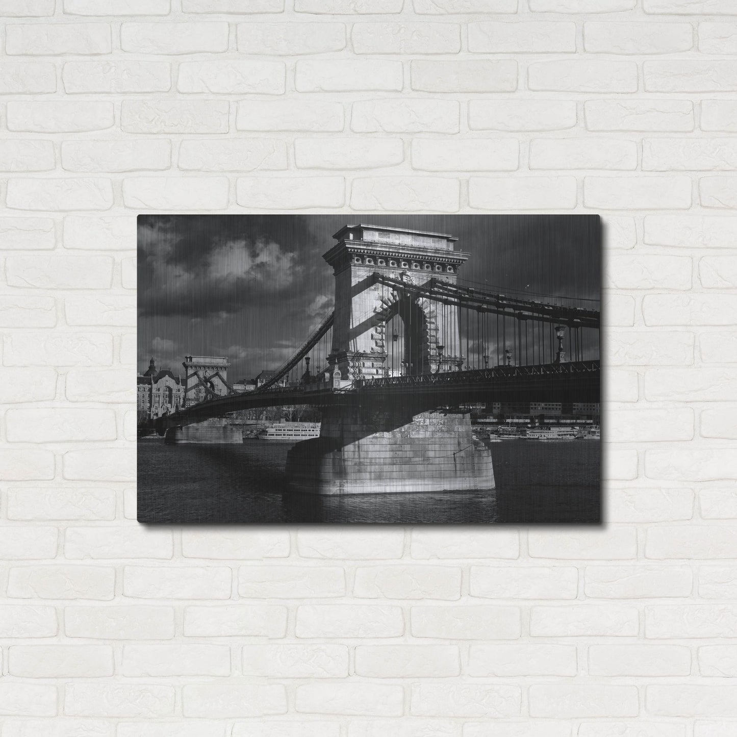 Luxe Metal Art 'Budapest Chain Bridge' by Istvan Nagy, Metal Wall Art,36x24