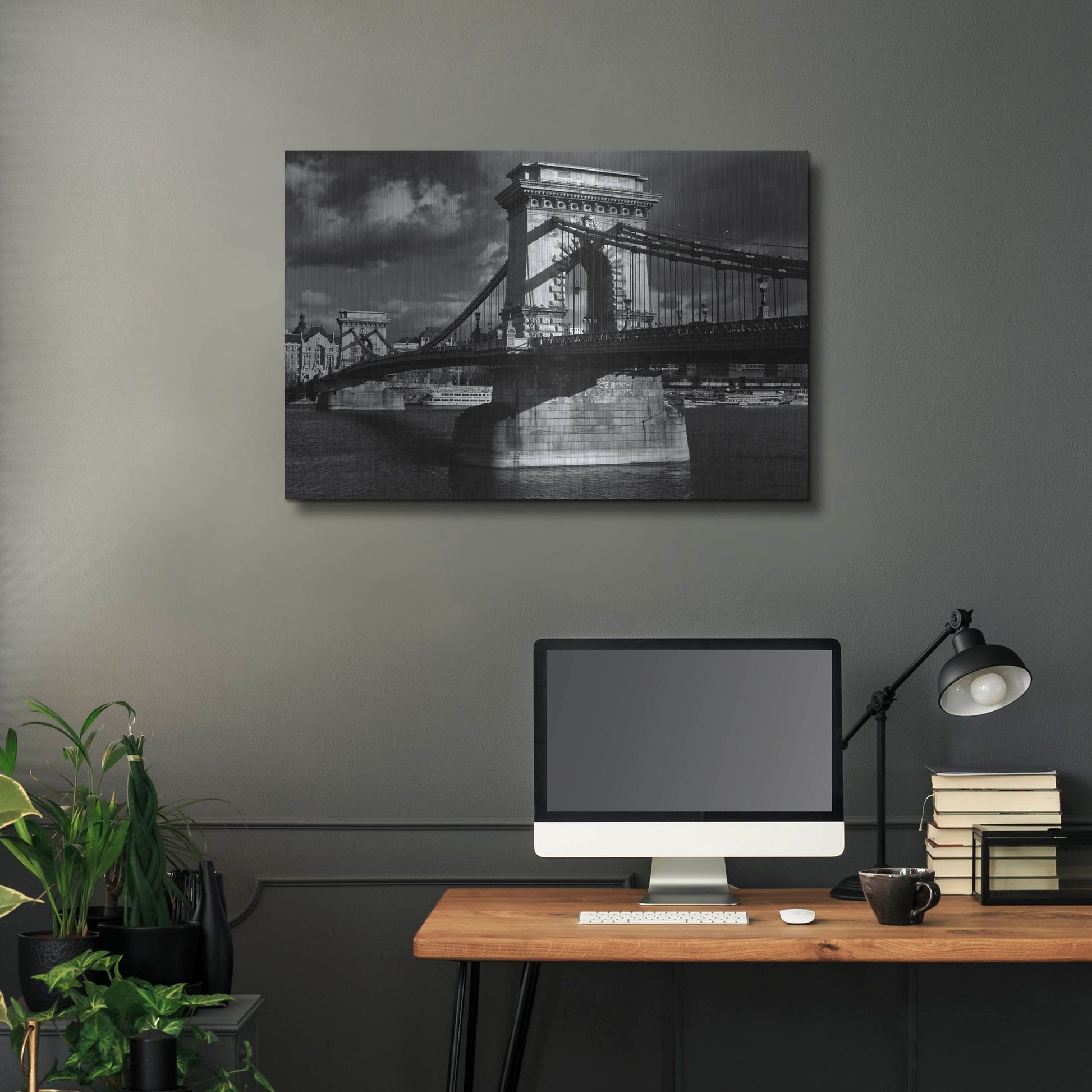 Luxe Metal Art 'Budapest Chain Bridge' by Istvan Nagy, Metal Wall Art,36x24