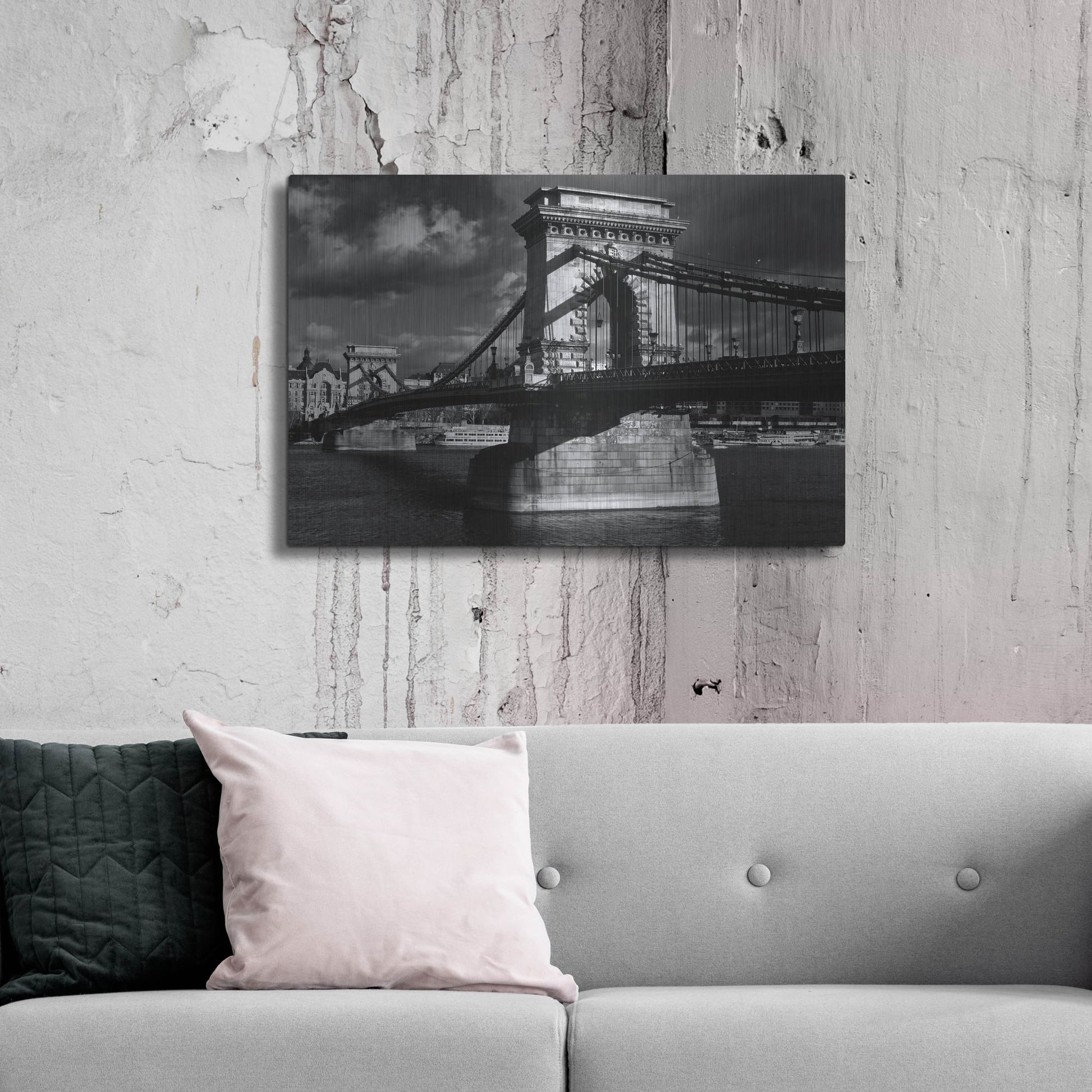 Luxe Metal Art 'Budapest Chain Bridge' by Istvan Nagy, Metal Wall Art,36x24