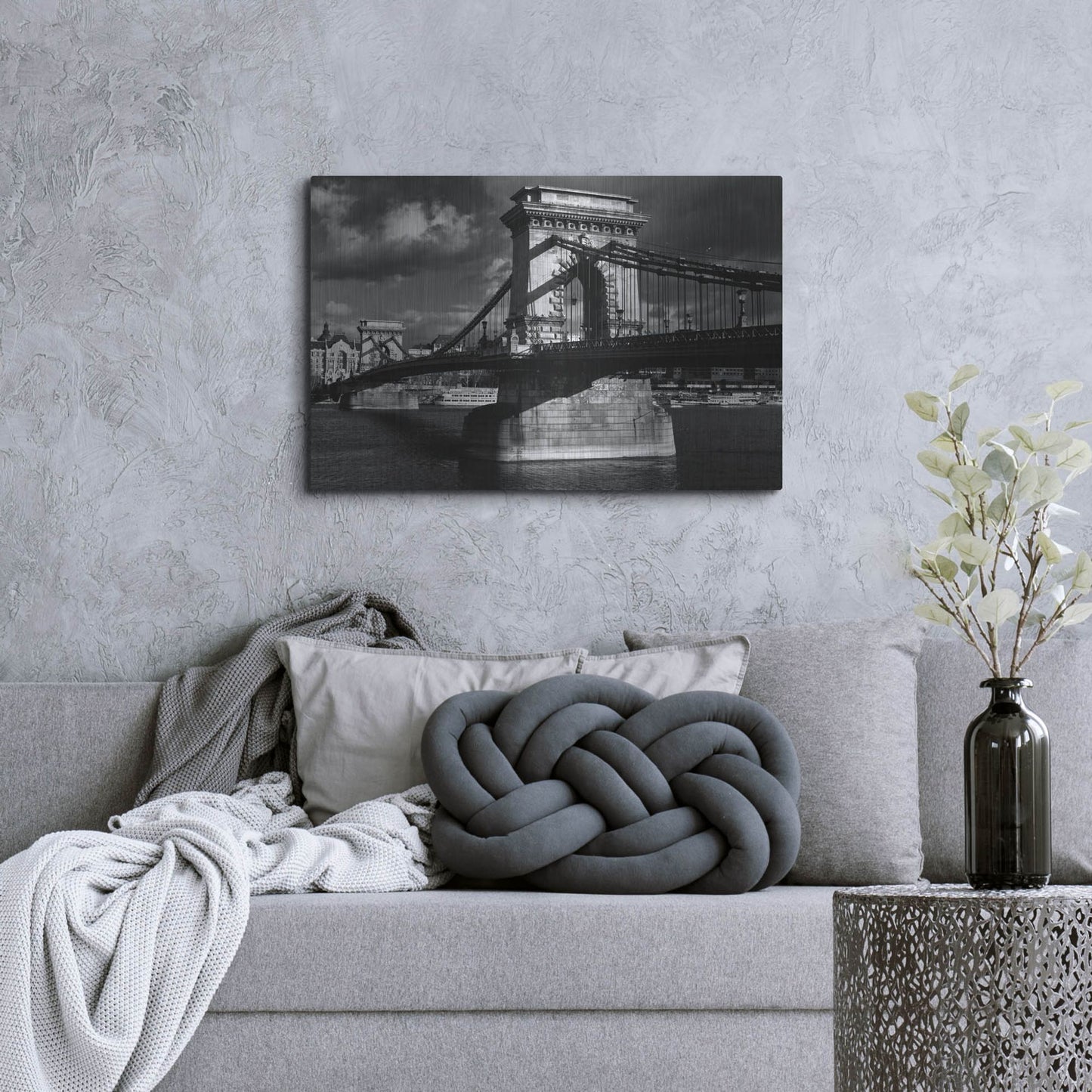 Luxe Metal Art 'Budapest Chain Bridge' by Istvan Nagy, Metal Wall Art,36x24