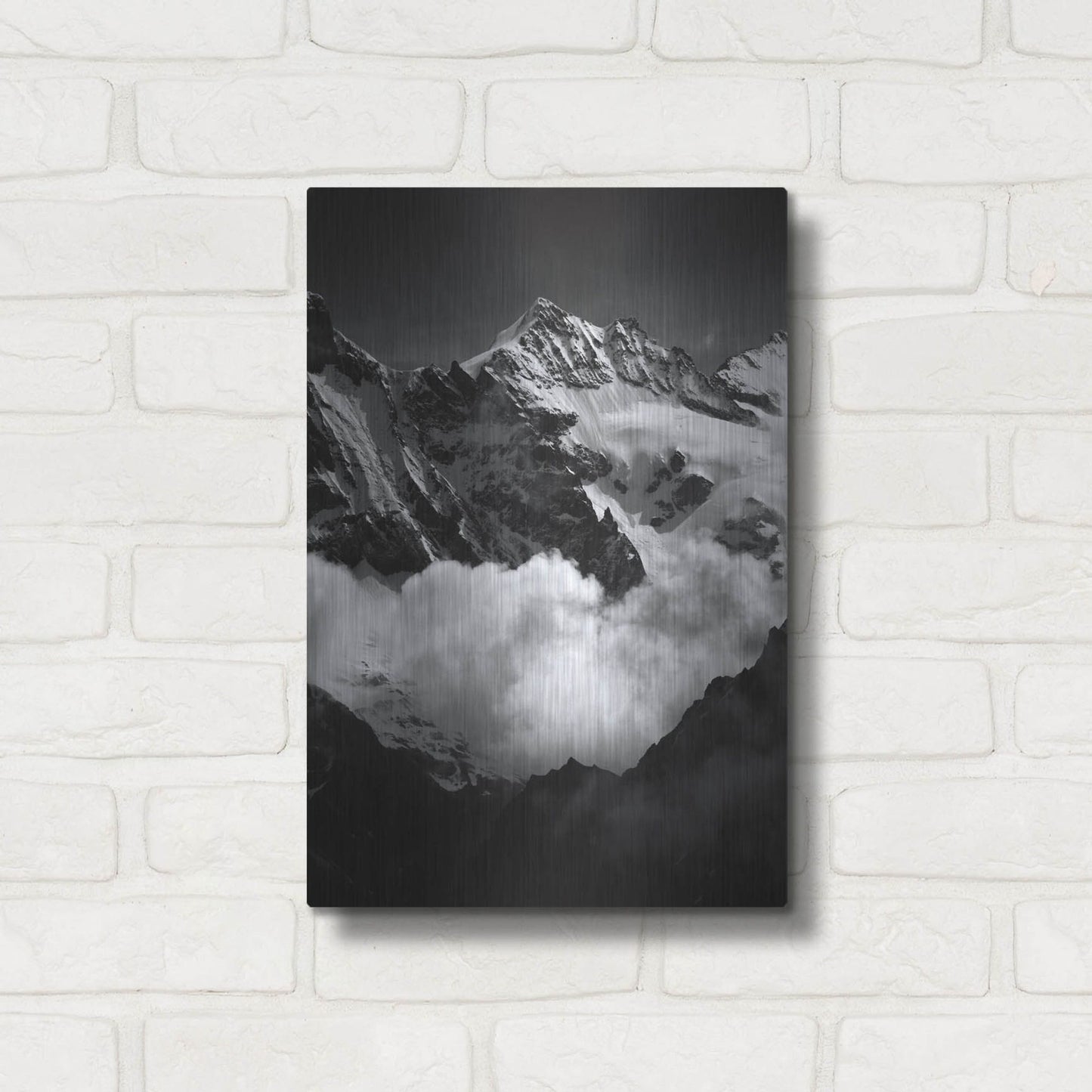 Luxe Metal Art 'Mountains BW' by Istvan Nagy, Metal Wall Art,12x16