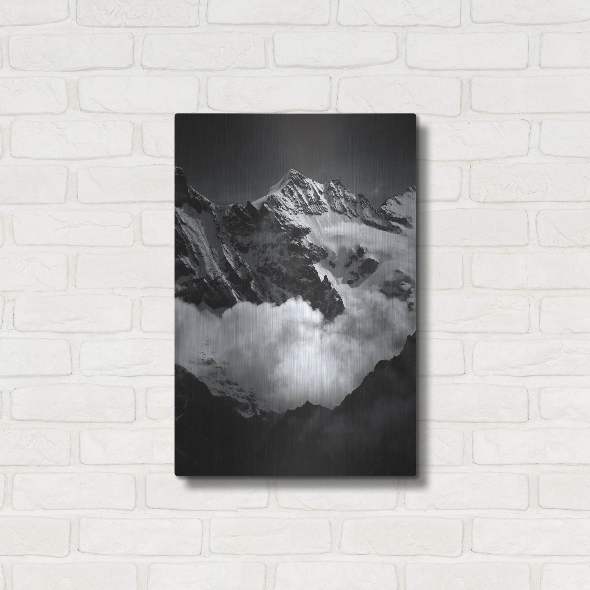 Luxe Metal Art 'Mountains BW' by Istvan Nagy, Metal Wall Art,16x24