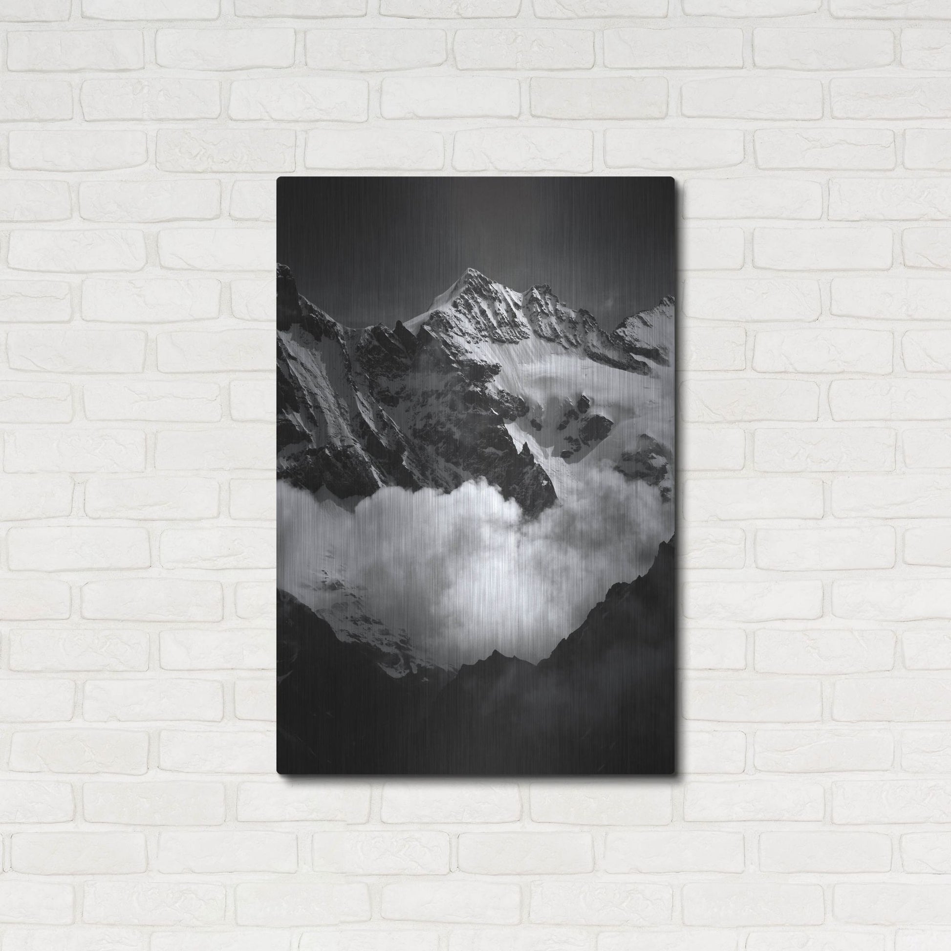 Luxe Metal Art 'Mountains BW' by Istvan Nagy, Metal Wall Art,24x36