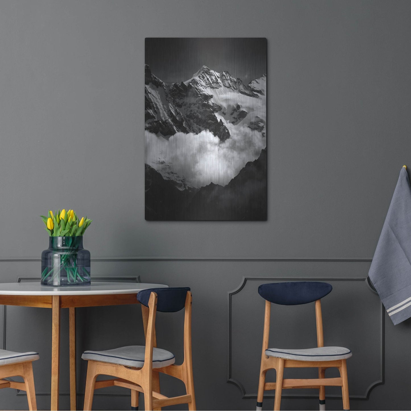 Luxe Metal Art 'Mountains BW' by Istvan Nagy, Metal Wall Art,24x36