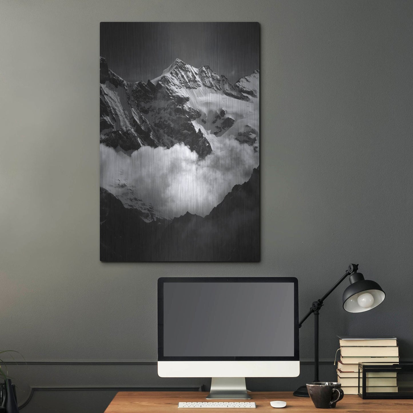 Luxe Metal Art 'Mountains BW' by Istvan Nagy, Metal Wall Art,24x36