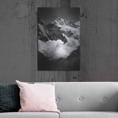 Luxe Metal Art 'Mountains BW' by Istvan Nagy, Metal Wall Art,24x36