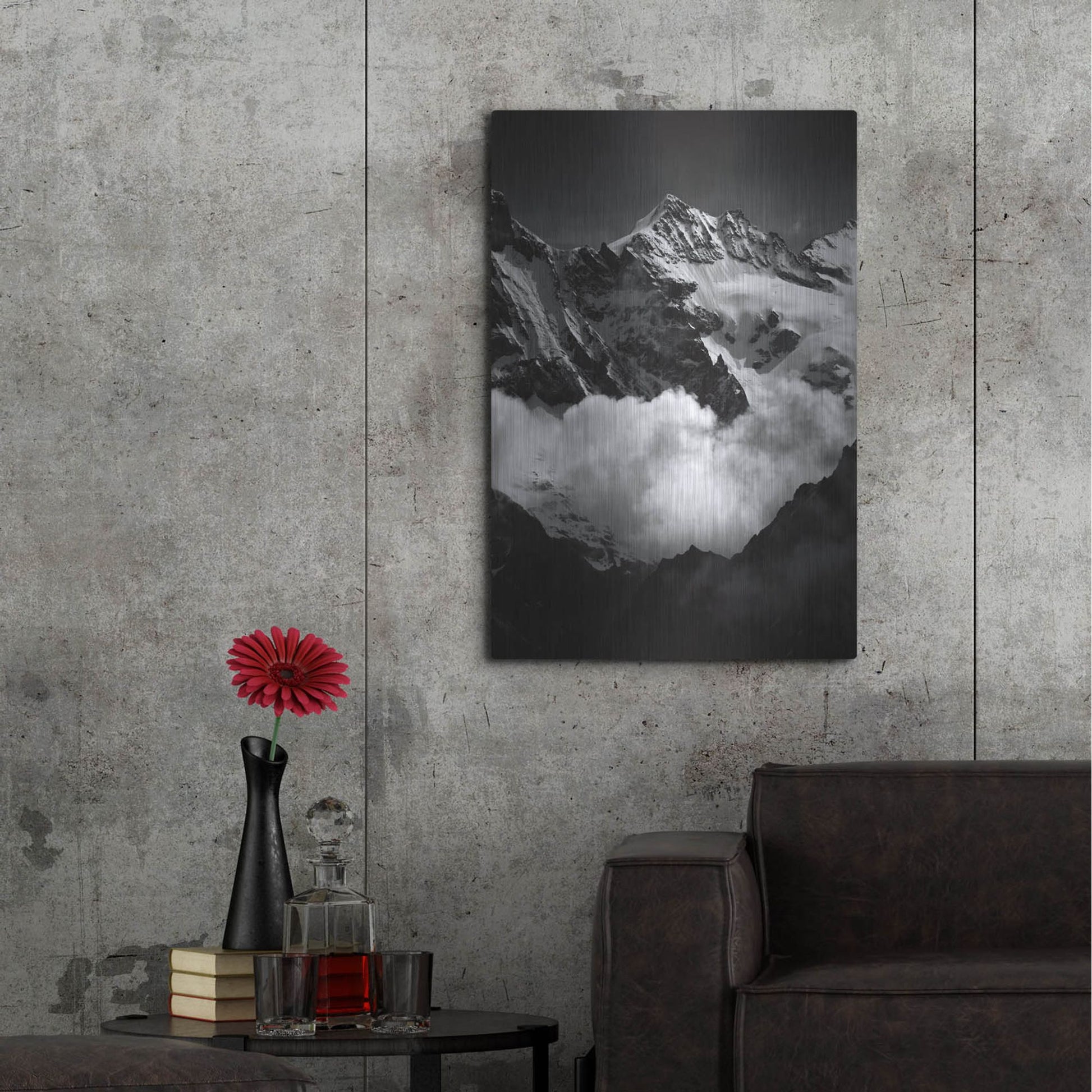 Luxe Metal Art 'Mountains BW' by Istvan Nagy, Metal Wall Art,24x36