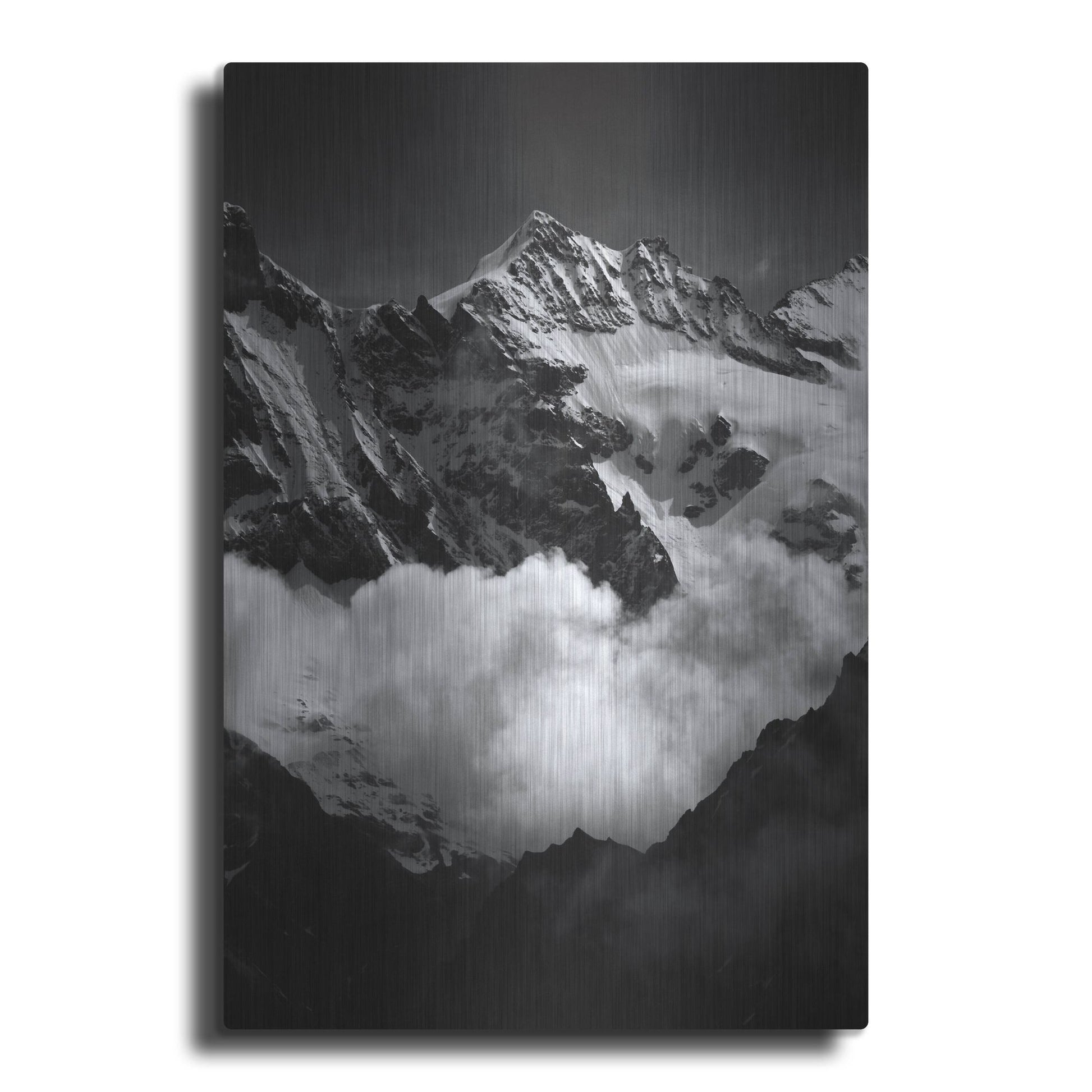 Luxe Metal Art 'Mountains BW' by Istvan Nagy, Metal Wall Art