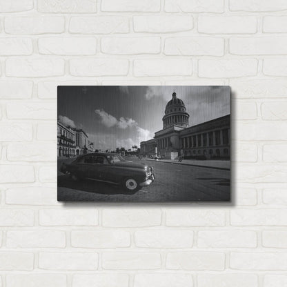 Luxe Metal Art 'Old Car BW' by Istvan Nagy, Metal Wall Art,24x16