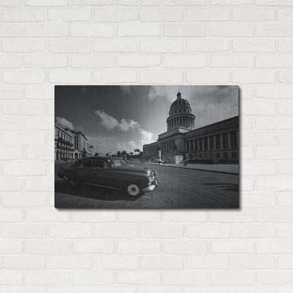 Luxe Metal Art 'Old Car BW' by Istvan Nagy, Metal Wall Art,36x24