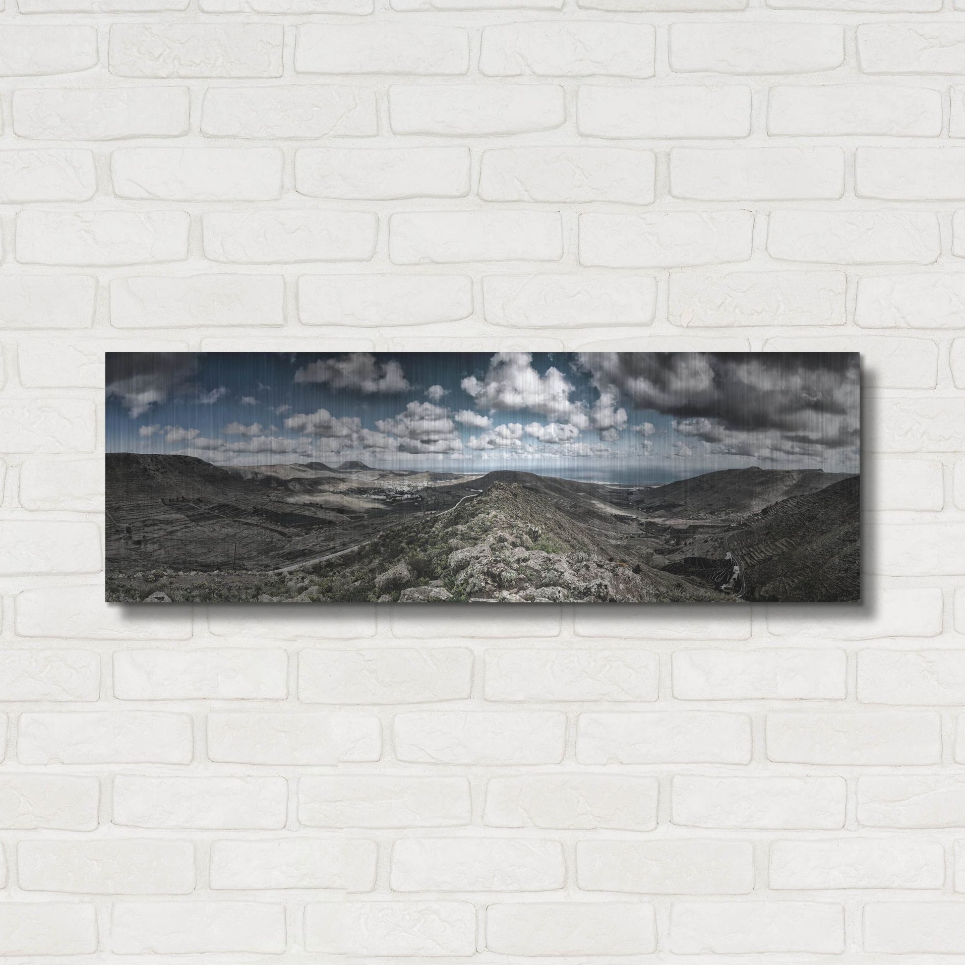 Luxe Metal Art 'Panorama Lanzarote' by Istvan Nagy, Metal Wall Art,36x12