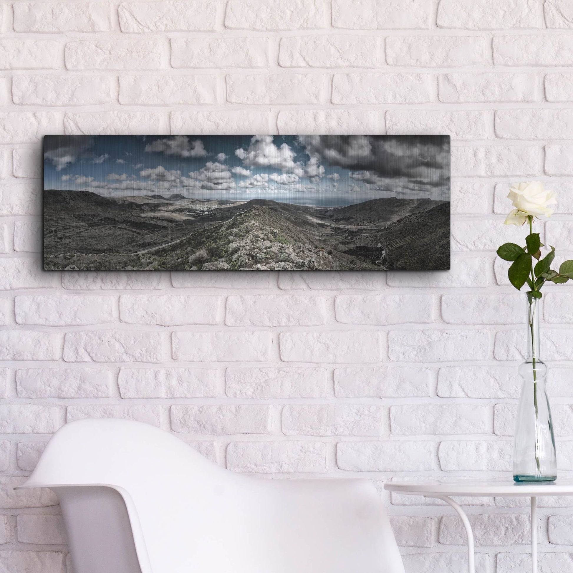 Luxe Metal Art 'Panorama Lanzarote' by Istvan Nagy, Metal Wall Art,36x12