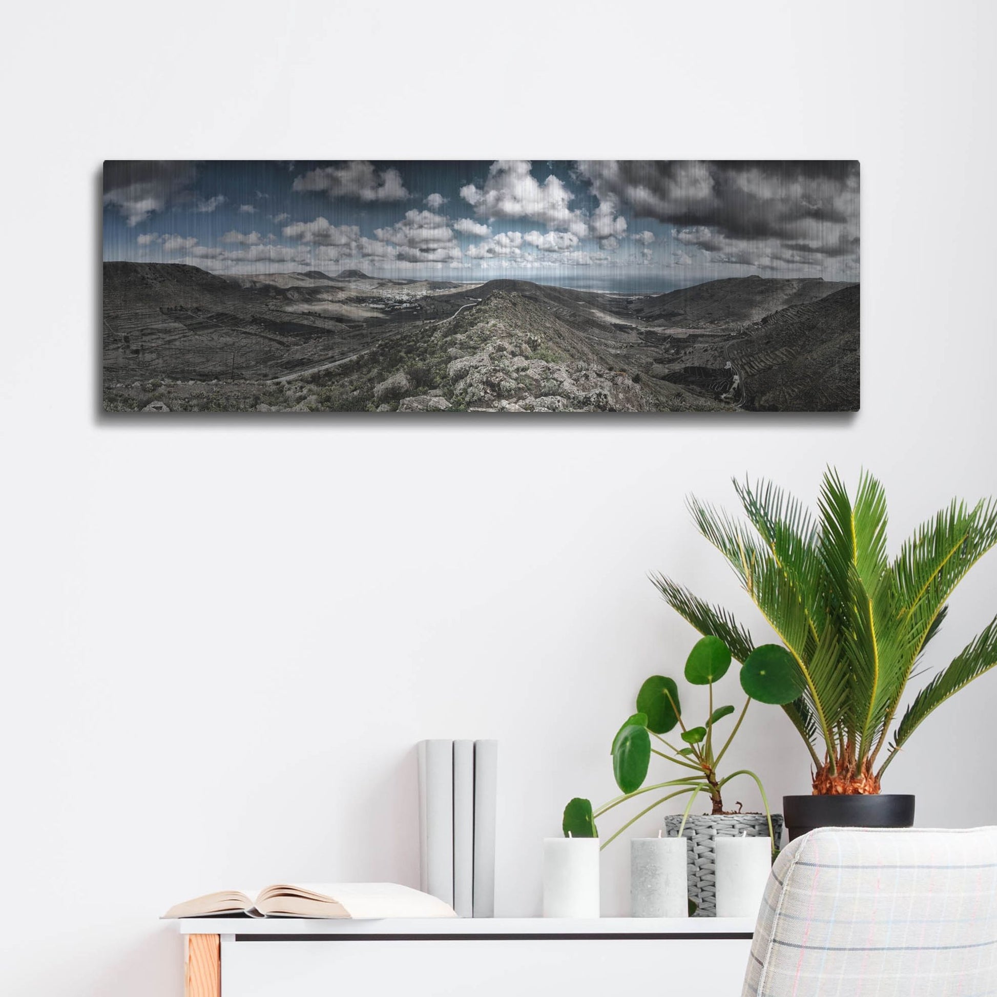 Luxe Metal Art 'Panorama Lanzarote' by Istvan Nagy, Metal Wall Art,36x12