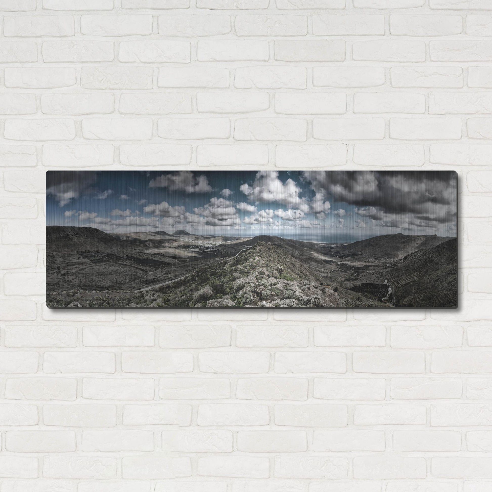 Luxe Metal Art 'Panorama Lanzarote' by Istvan Nagy, Metal Wall Art,48x16