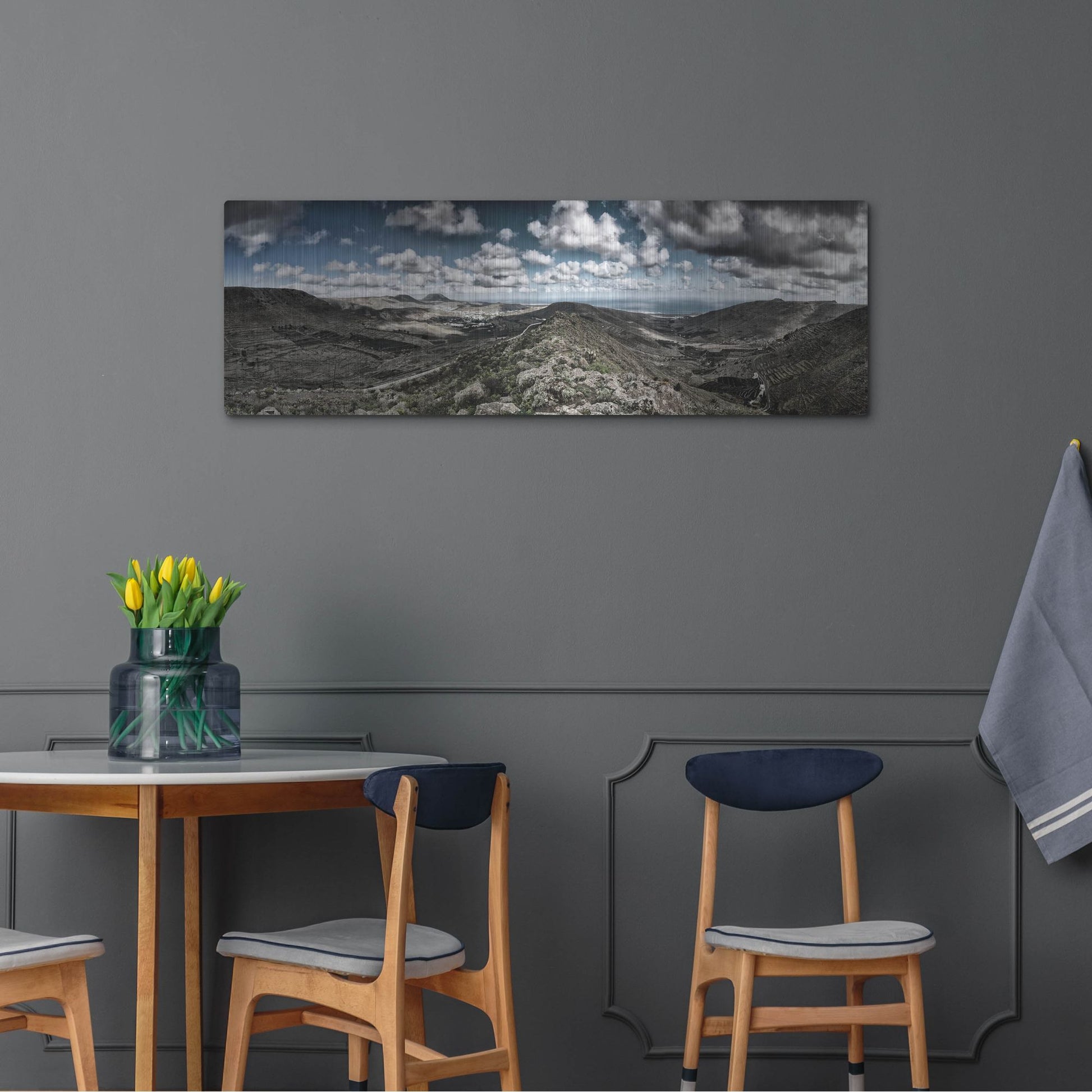 Luxe Metal Art 'Panorama Lanzarote' by Istvan Nagy, Metal Wall Art,48x16