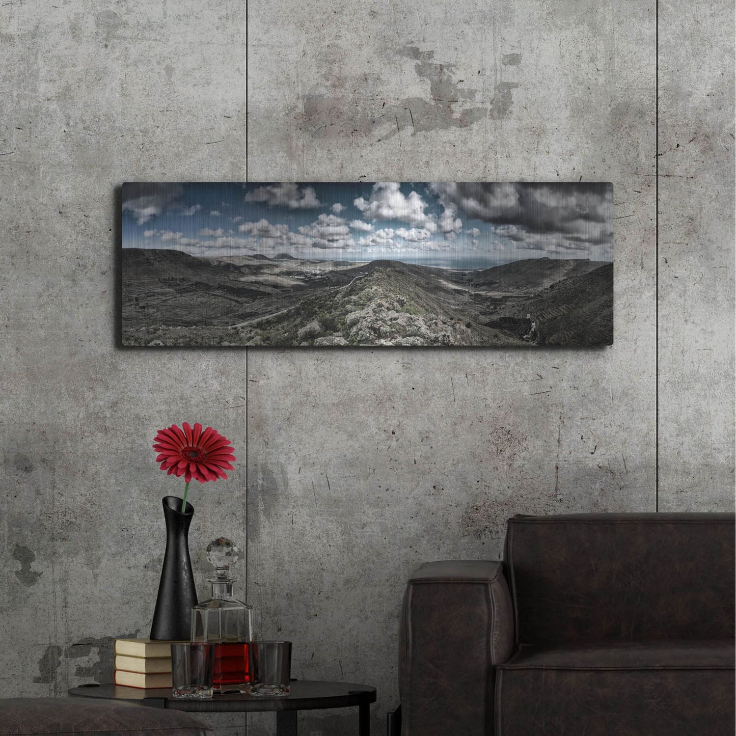 Luxe Metal Art 'Panorama Lanzarote' by Istvan Nagy, Metal Wall Art,48x16