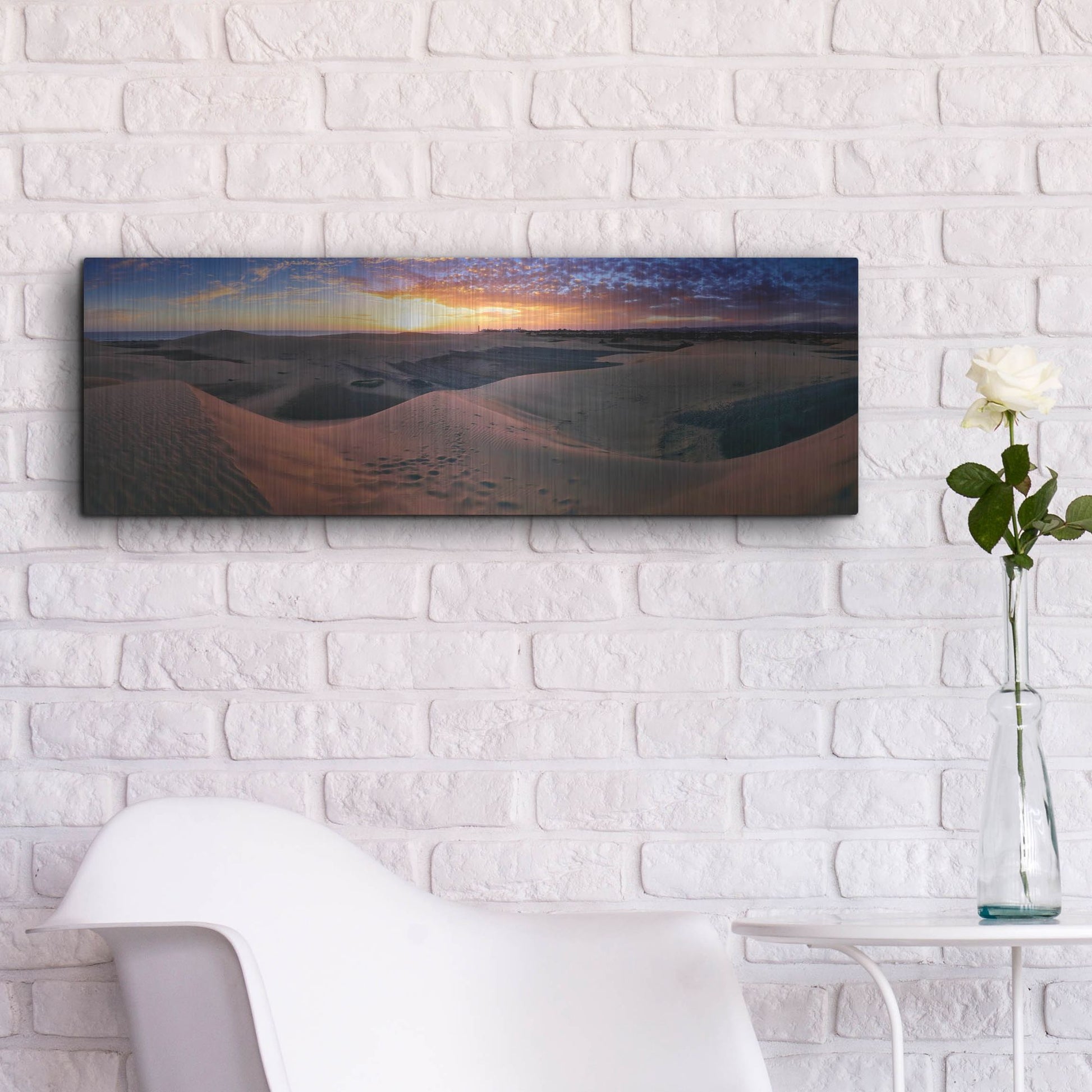 Luxe Metal Art 'Panorama Maspalomas Dunes' by Istvan Nagy, Metal Wall Art,36x12