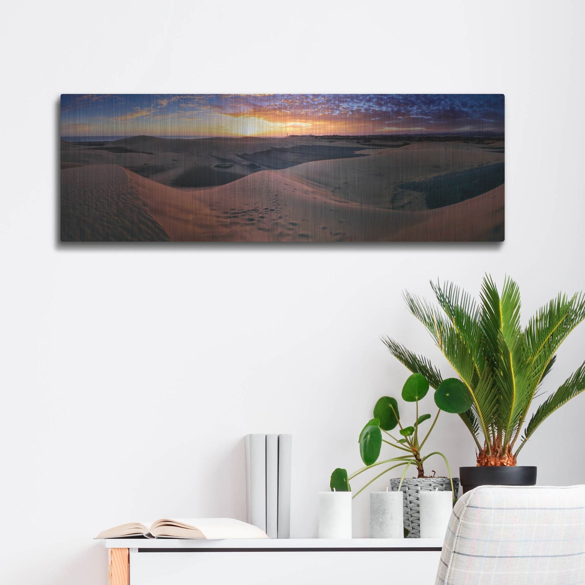 Luxe Metal Art 'Panorama Maspalomas Dunes' by Istvan Nagy, Metal Wall Art,36x12