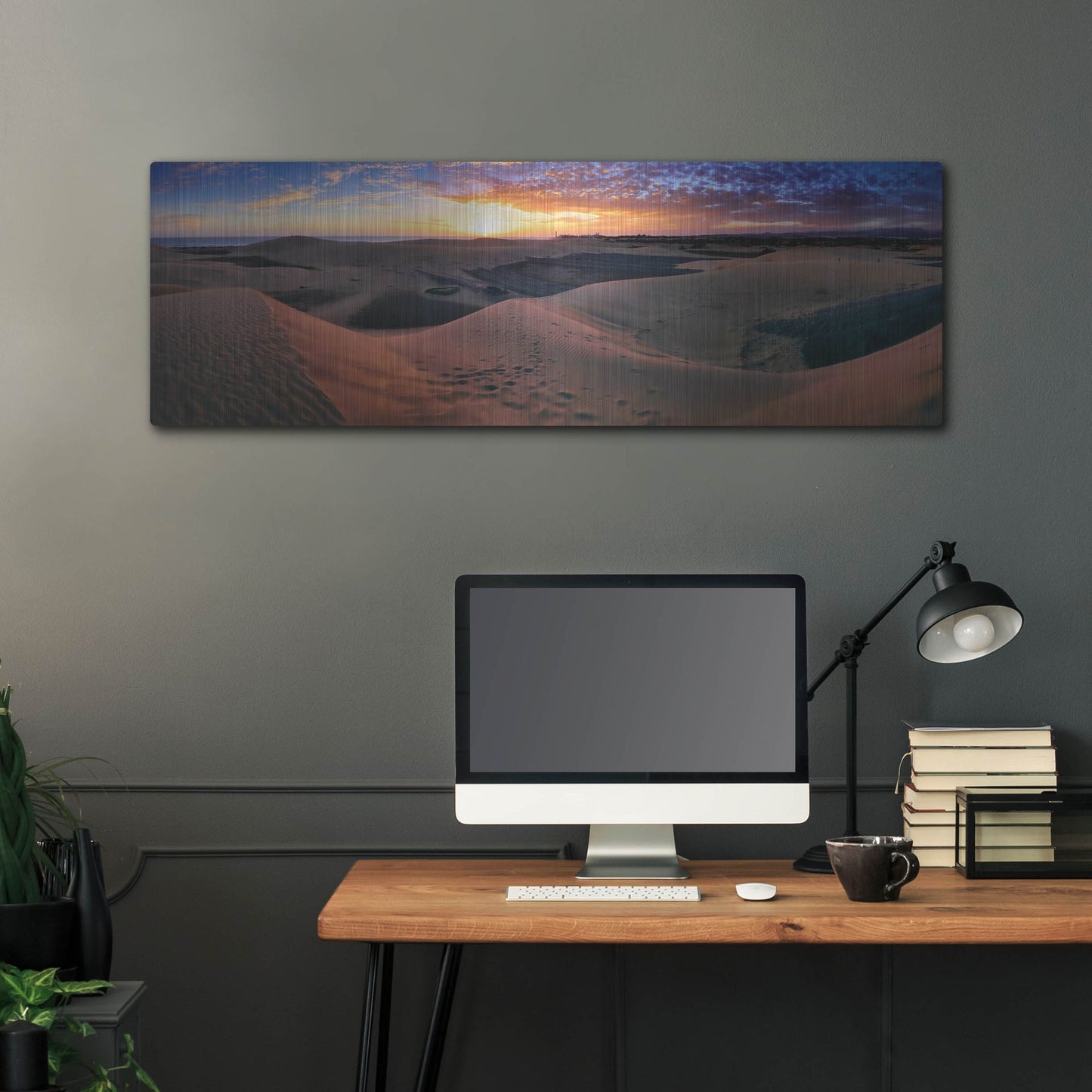 Luxe Metal Art 'Panorama Maspalomas Dunes' by Istvan Nagy, Metal Wall Art,48x16