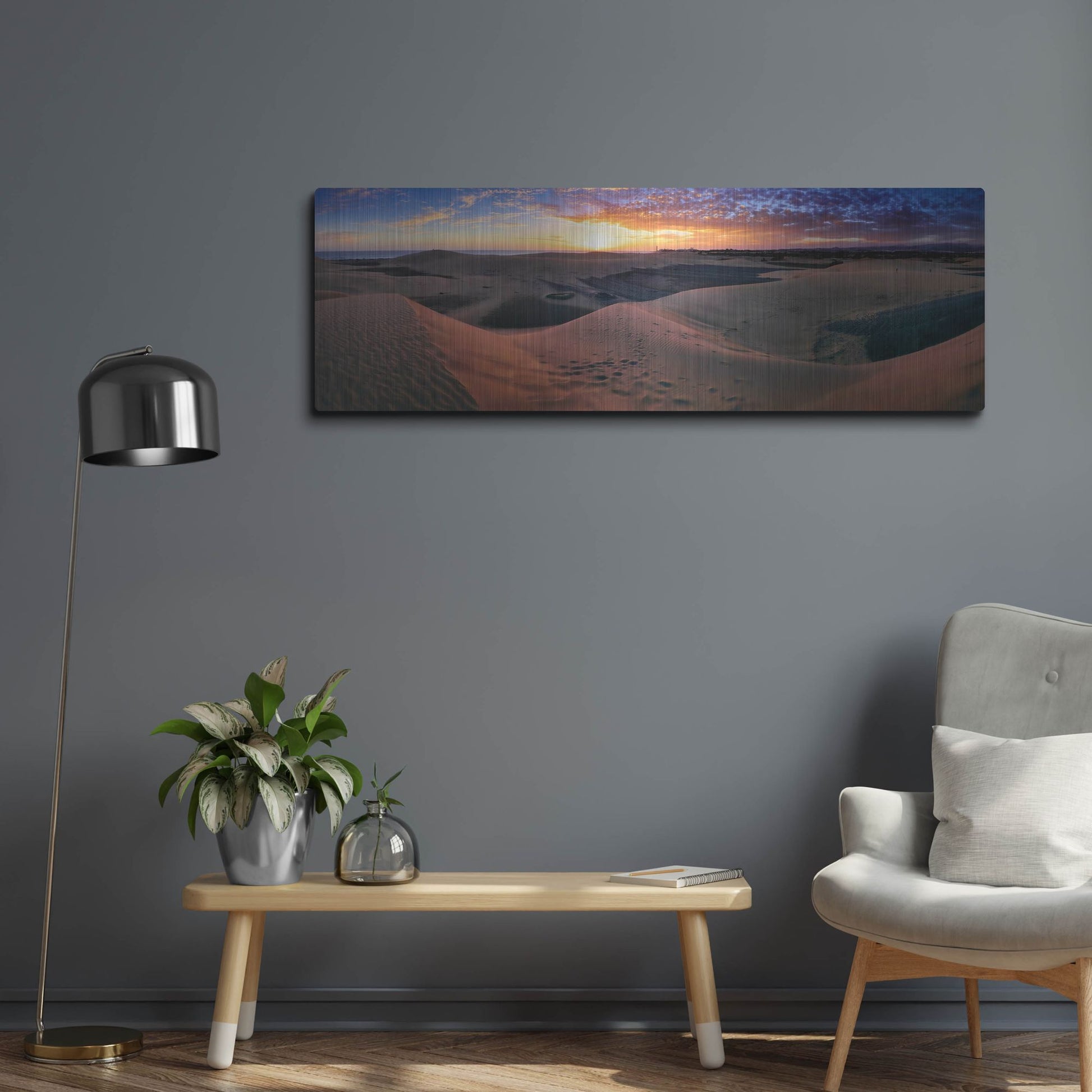 Luxe Metal Art 'Panorama Maspalomas Dunes' by Istvan Nagy, Metal Wall Art,48x16