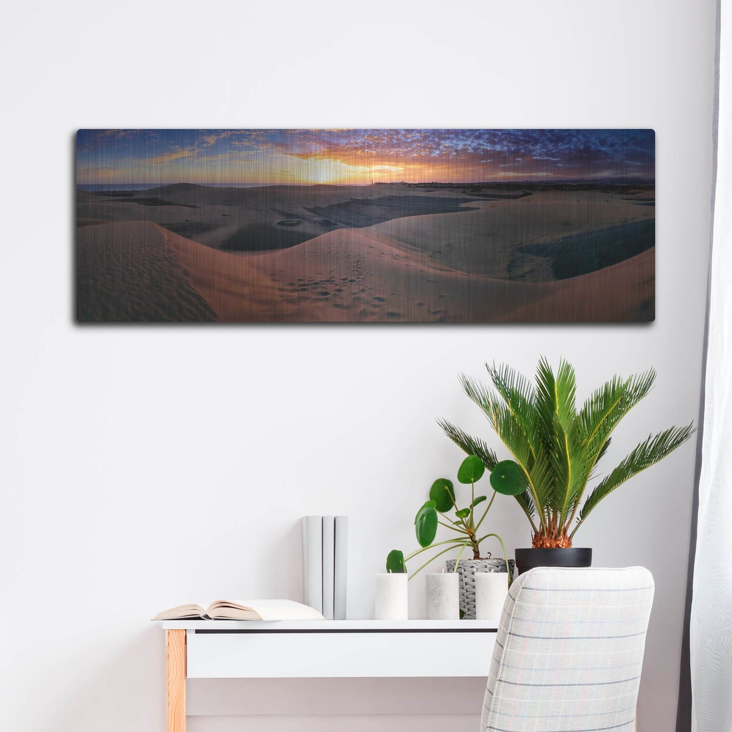 Luxe Metal Art 'Panorama Maspalomas Dunes' by Istvan Nagy, Metal Wall Art,48x16