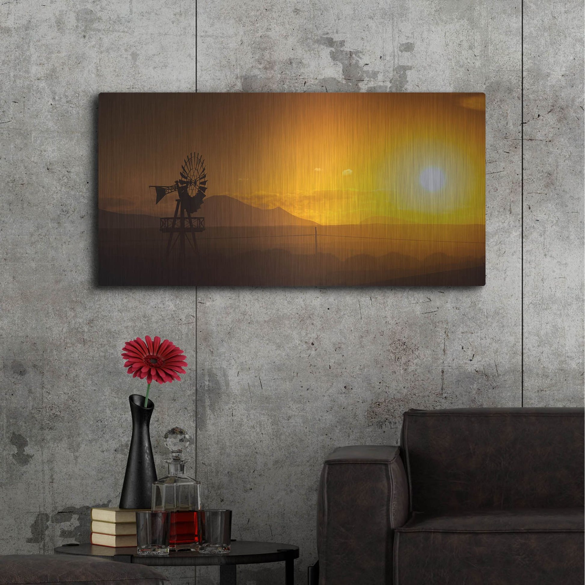 Luxe Metal Art 'Panorama Sunset No 2' by Istvan Nagy, Metal Wall Art,48x24