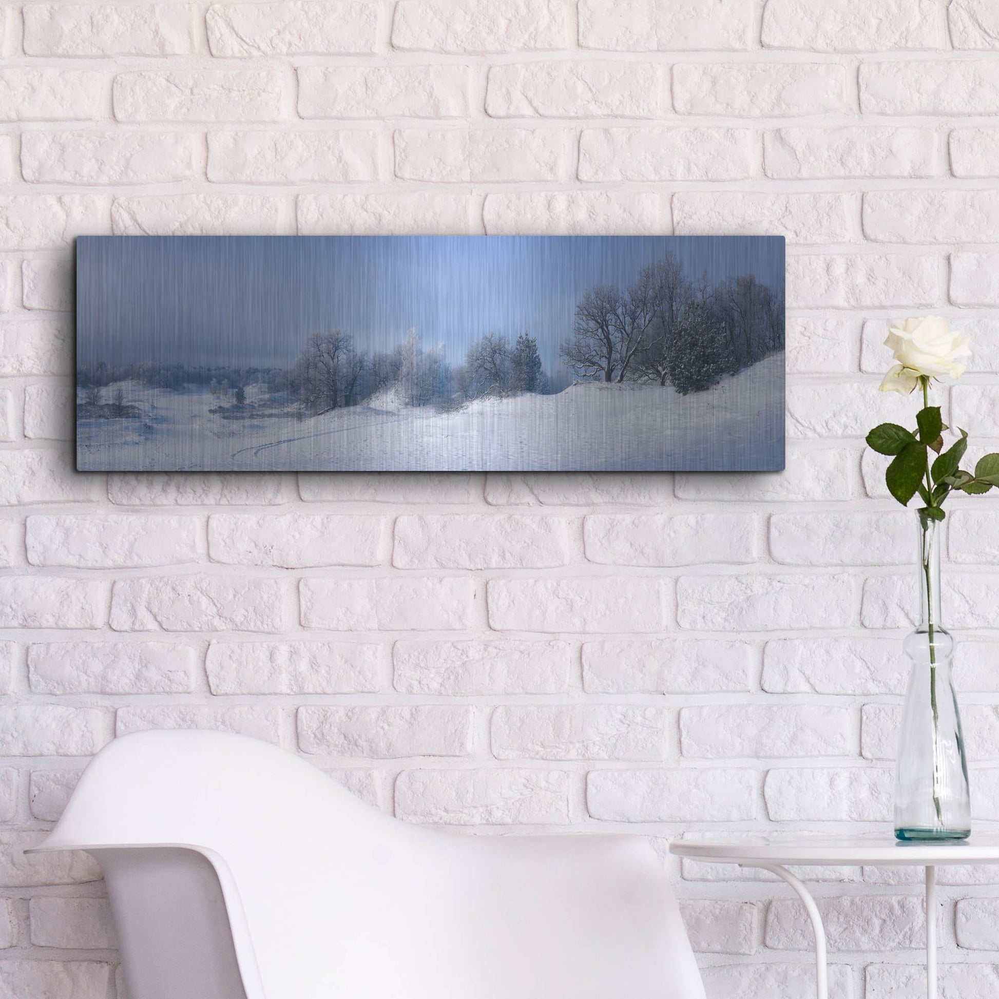 Luxe Metal Art 'Panorama Winter Dunes' by Istvan Nagy, Metal Wall Art,36x12