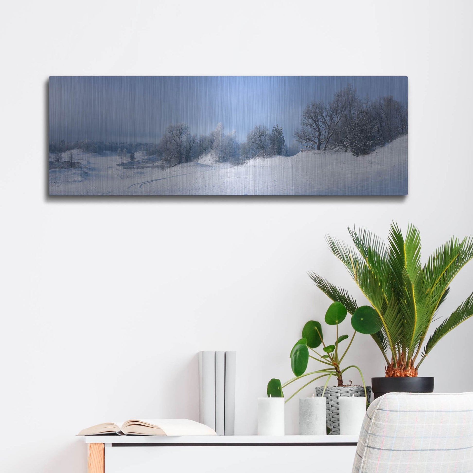 Luxe Metal Art 'Panorama Winter Dunes' by Istvan Nagy, Metal Wall Art,36x12