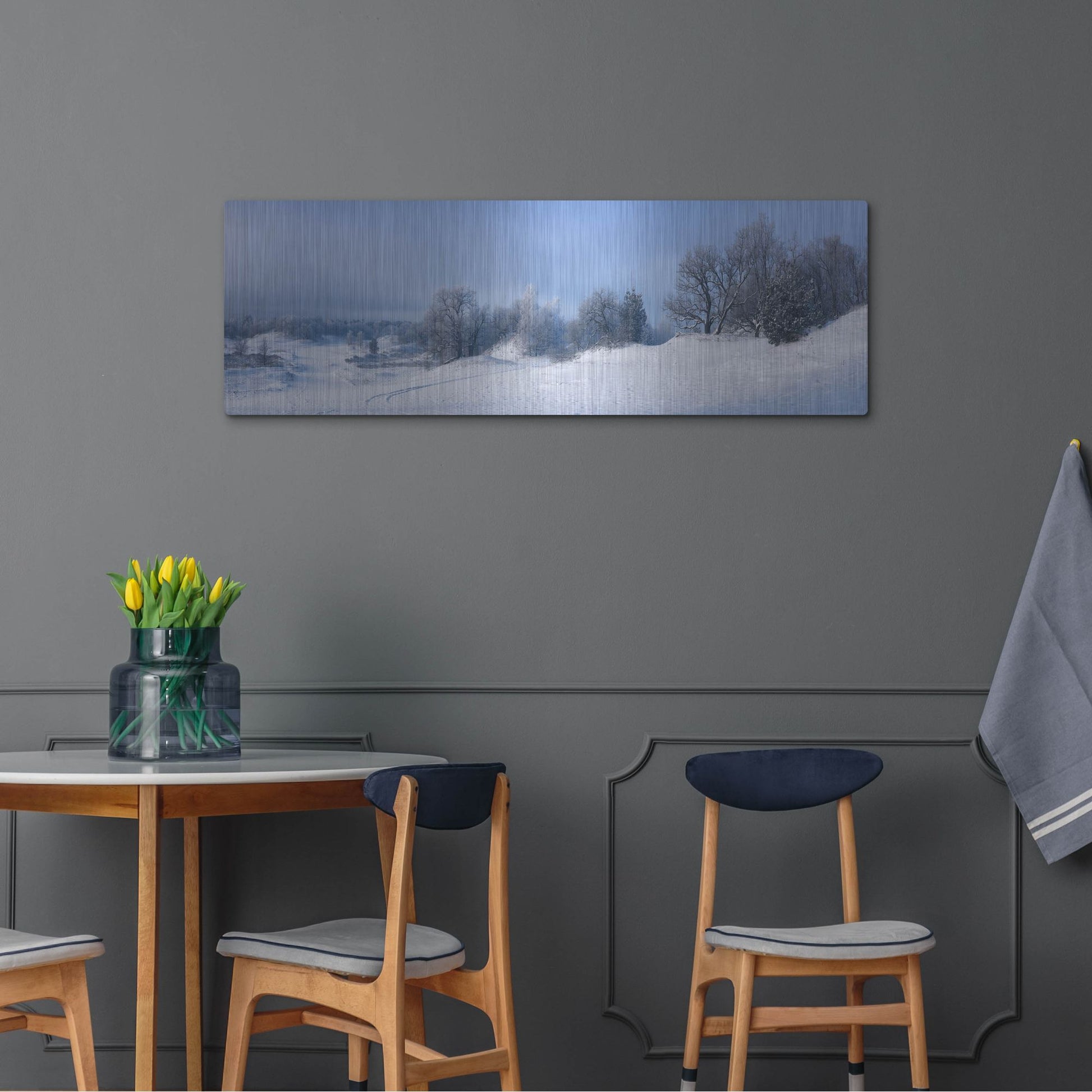 Luxe Metal Art 'Panorama Winter Dunes' by Istvan Nagy, Metal Wall Art,48x16