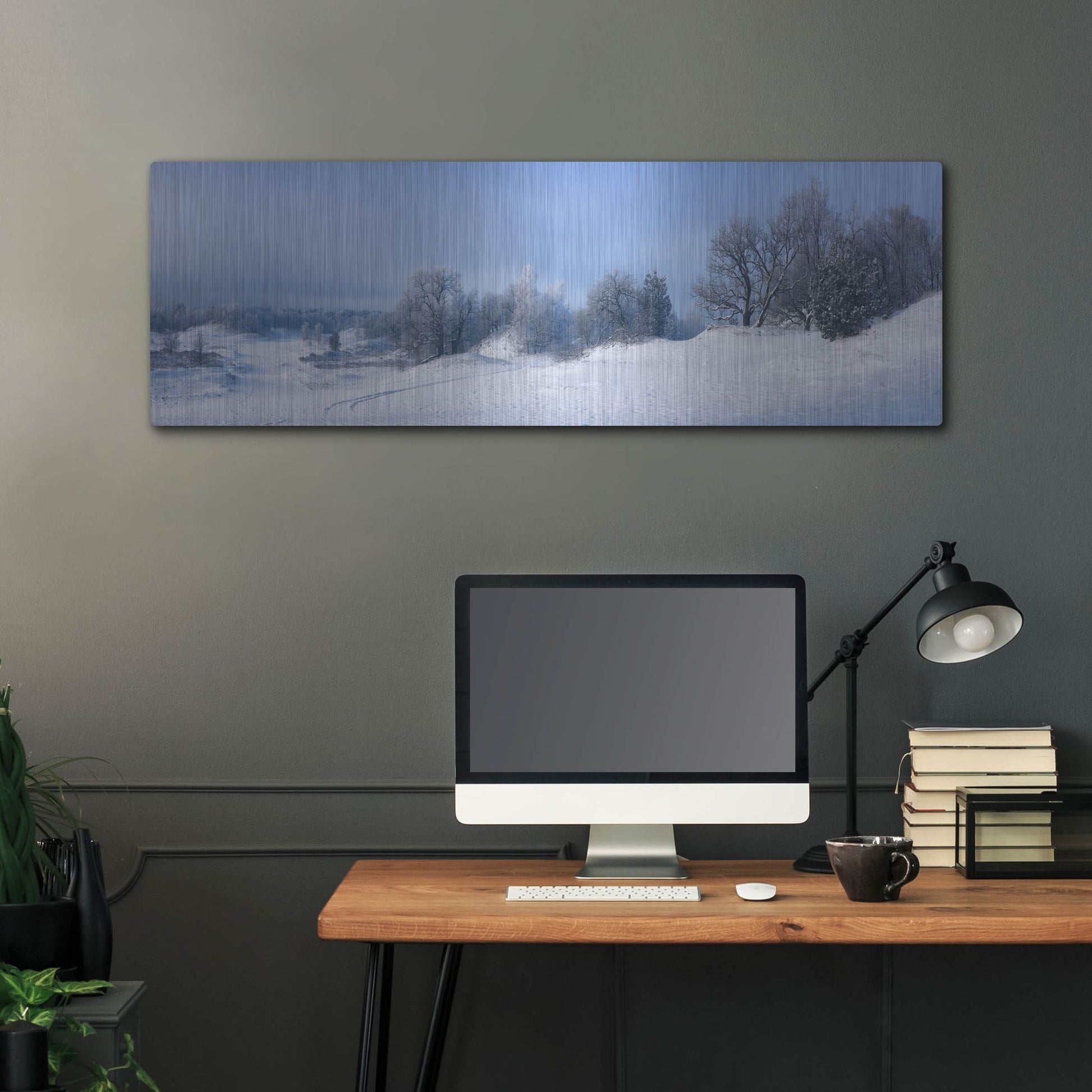 Luxe Metal Art 'Panorama Winter Dunes' by Istvan Nagy, Metal Wall Art,48x16