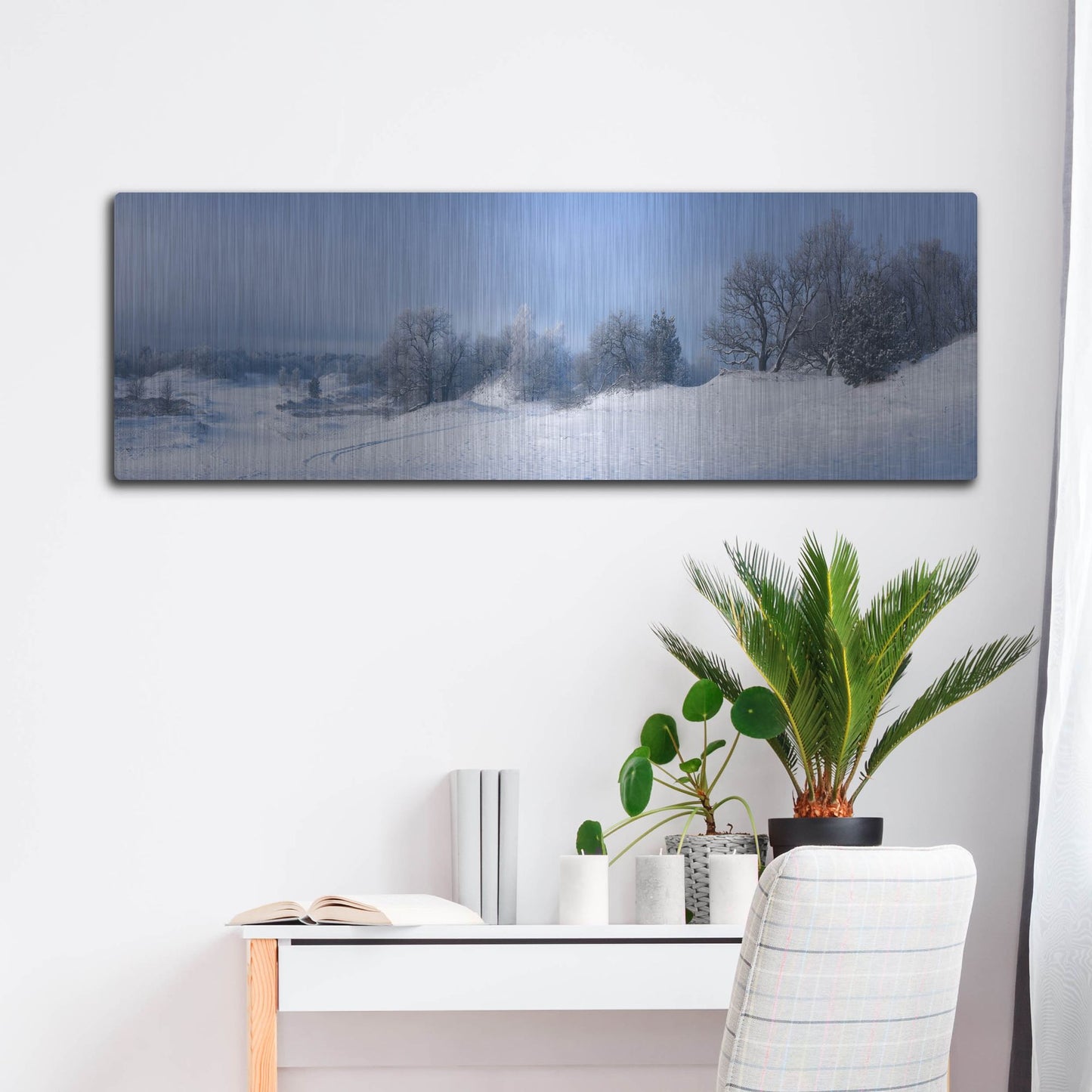 Luxe Metal Art 'Panorama Winter Dunes' by Istvan Nagy, Metal Wall Art,48x16