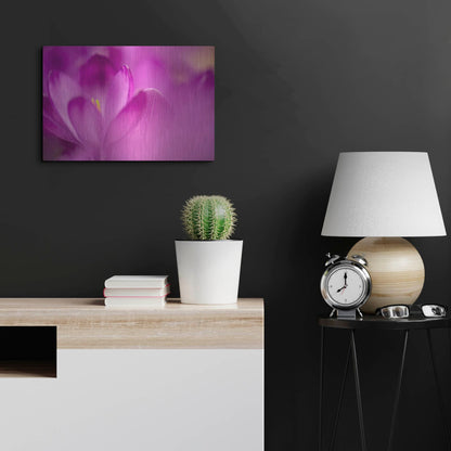 Luxe Metal Art 'Purple Flower Study' by Istvan Nagy, Metal Wall Art,24x16